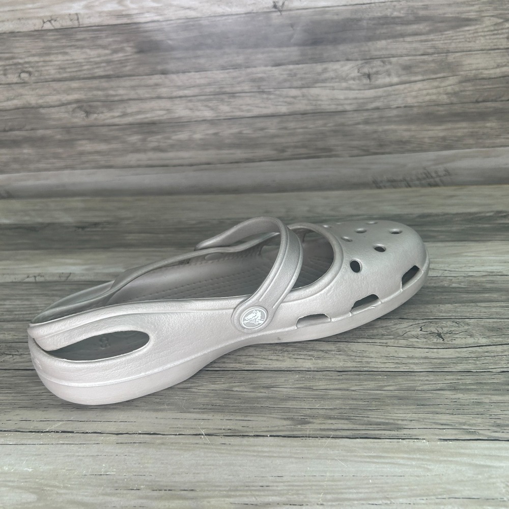 Crocs Shayna Mary Jane Slingback Flat Slip On Platinum Womens 7 - Picture 6 of 8